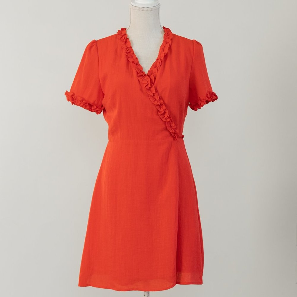 Lost + Wander Foxie Mini Ruffled Womens Wrap Dress Red Size Medium